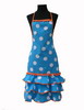 Turquoise Flamenco Apron with White Dots and ''Madroños''