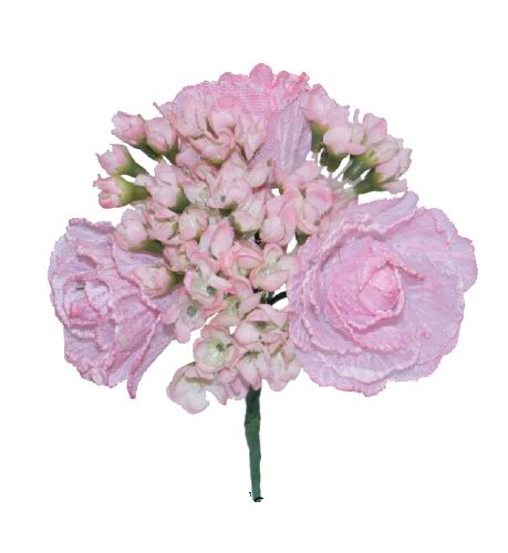 Ramillete de Flores de Flamenca para Niña Rosa. 12 cm
