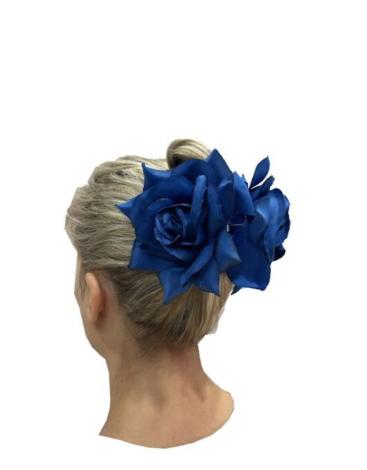 Pinza para el Pelo con Flor Rosa. Azulon