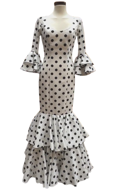 サイズ42. セビジャーナ衣装. Mod. Lola Blanco Lunar Negro