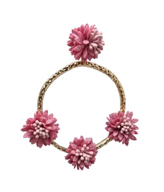 Grandes Boucles D'oreilles Flamenco avec Fleurs