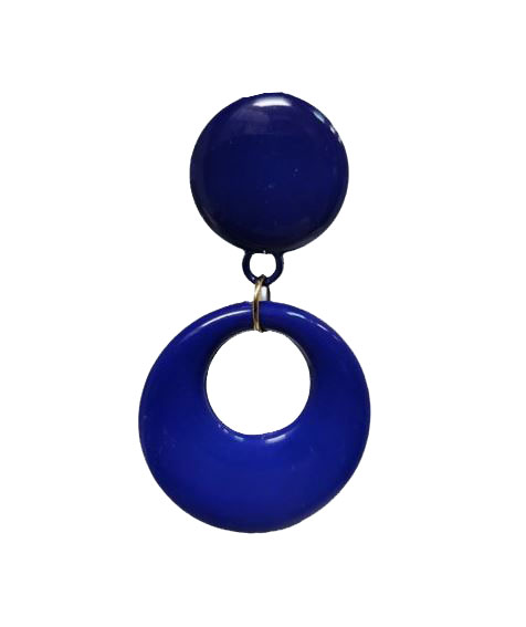 Boucles d'oreilles en plastique avec clip pour fille. Bleu