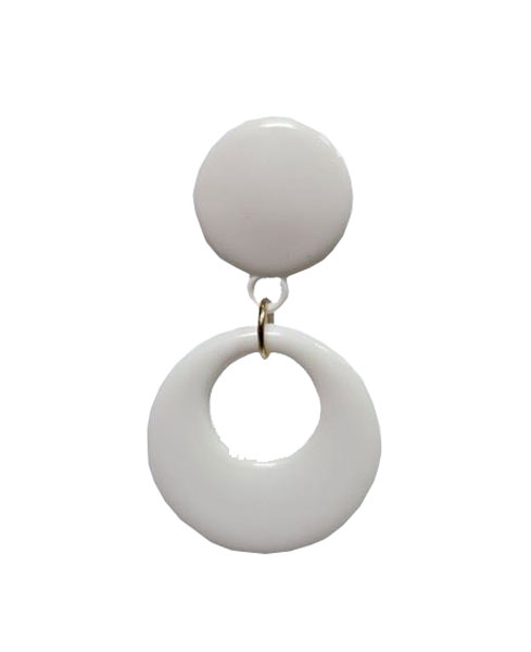 Boucles d'oreilles pour fille avec clip en plastique. Blanc