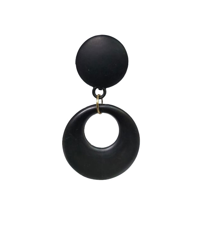Boucles d'oreilles en plastique Flamenca Girl avec clip. Noir
