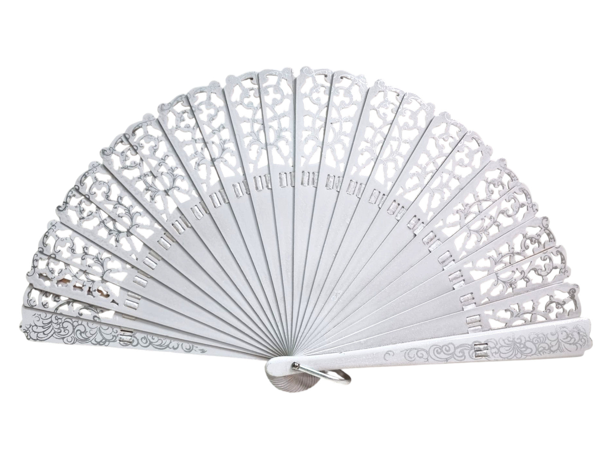 Sycamore Wood Fan 22 cm – Decorative Cutout in White