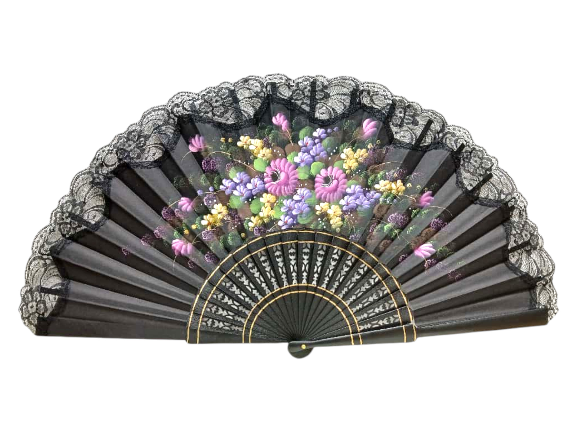 手描きの黒いファン ref. 150ENCJ