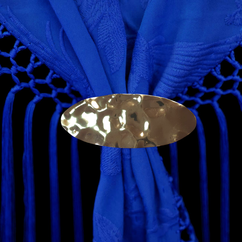 テクスチャー付きオーバルゴールドブローチ – ショールとフラメンコファッションのアクセサリー