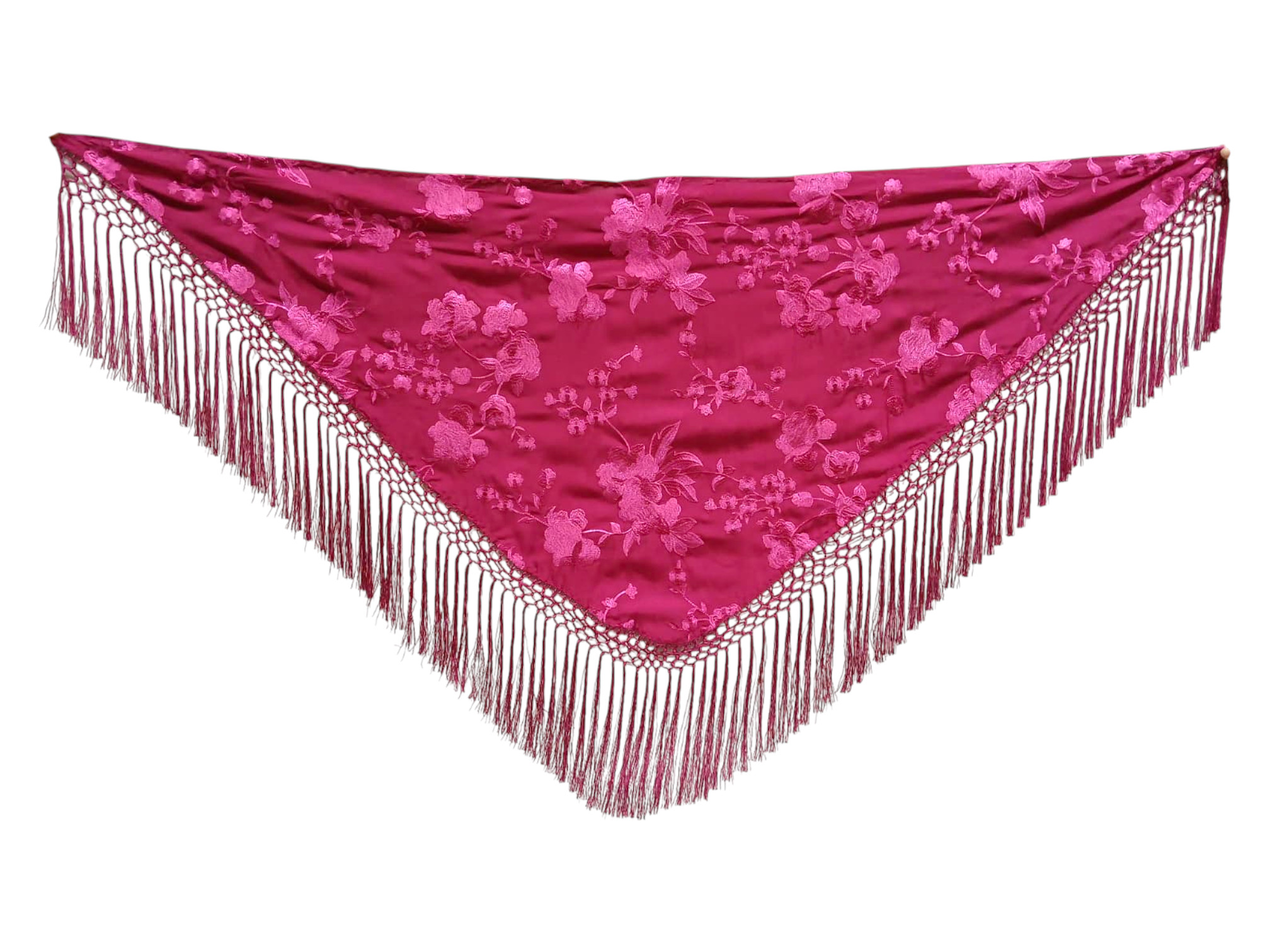 Mantoncillo de flamenca de tela bordada con enrejado