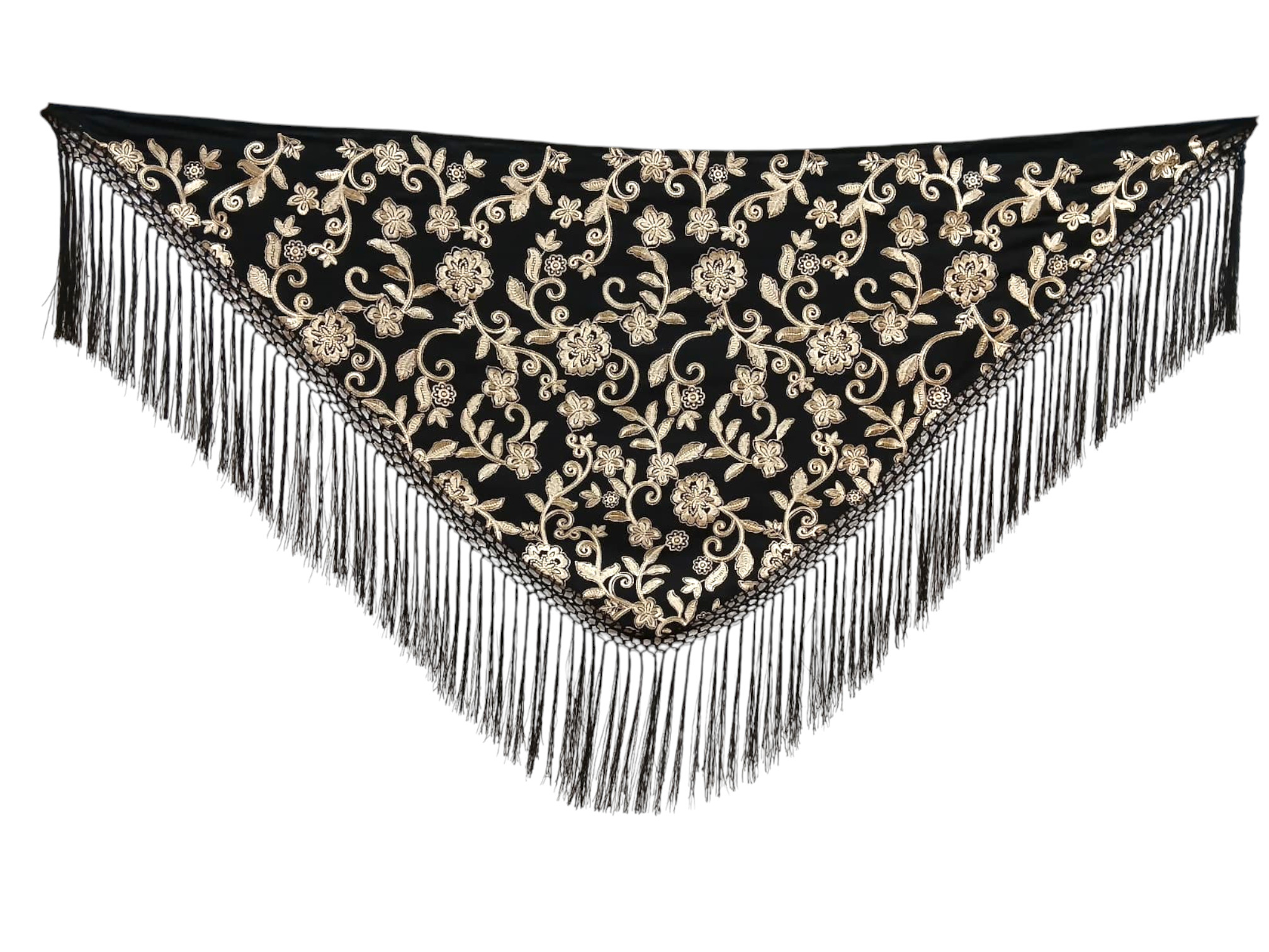 格子模様の刺繍入り布製フラメンコショール