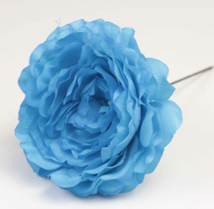 フラメンコ、ラナンキュラスの花マラガ。ターコイズ。9cm。