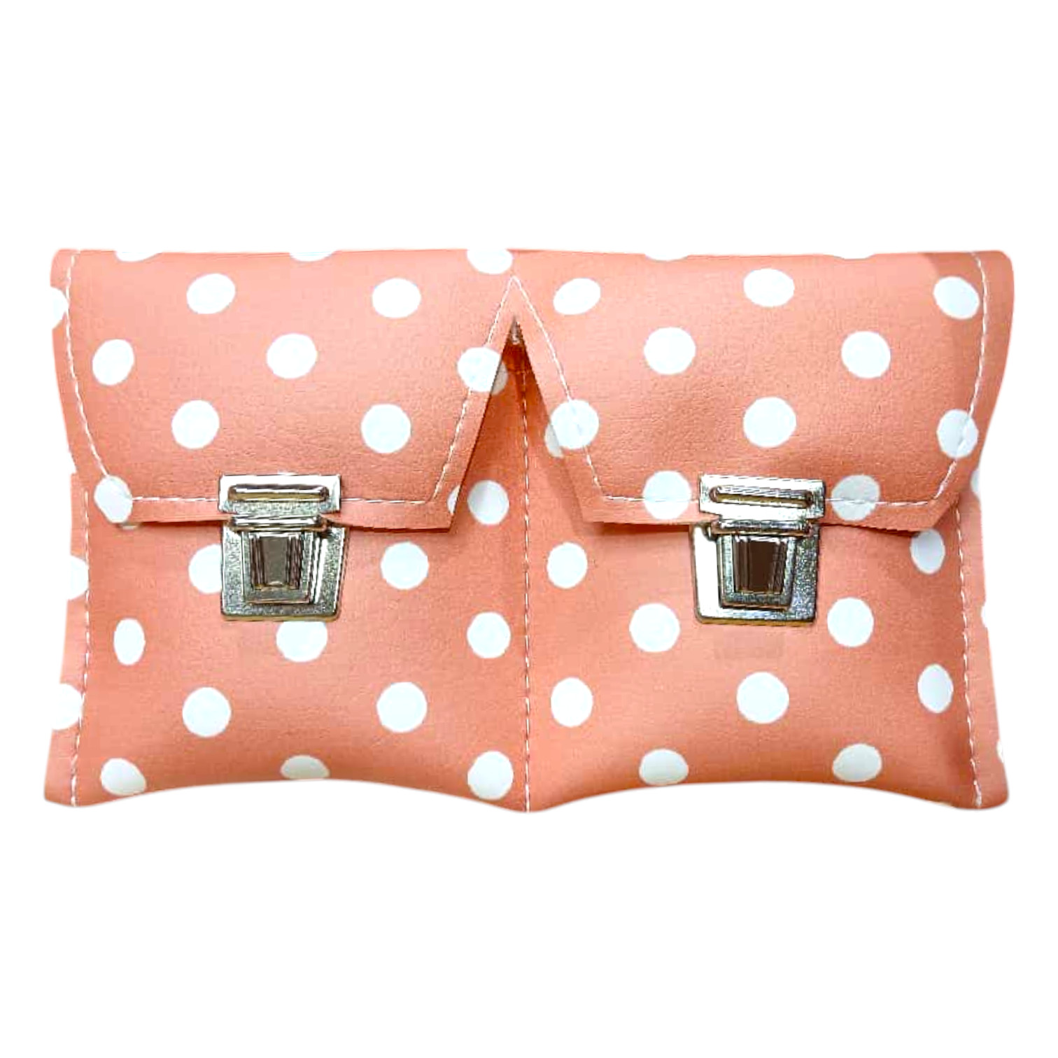 Étui spécial pour castagnettes en corail à pois blancs