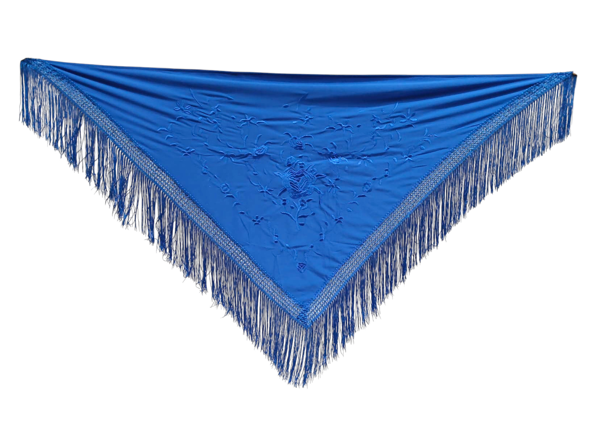 経済的な刺繍ショール - 青で刺繍された青