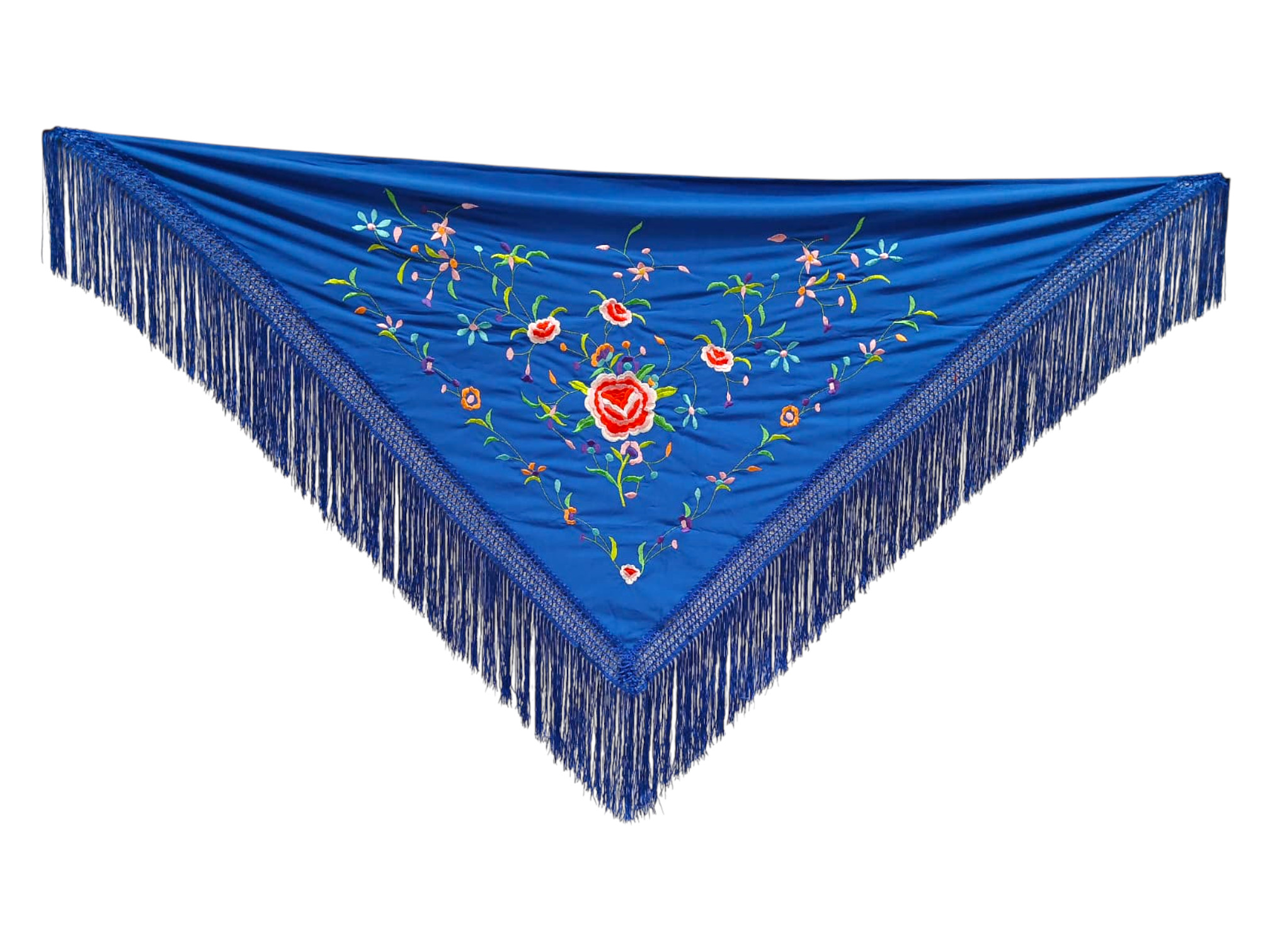 経済的な刺繍ショール - 色で刺繍された青
