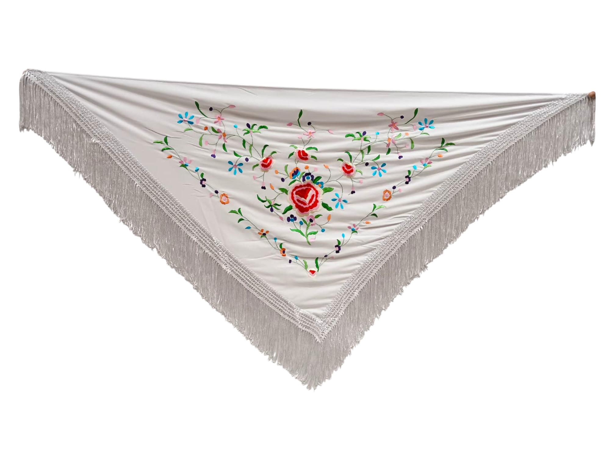 Mantoncillo bordado económico - blanco bordado en colores