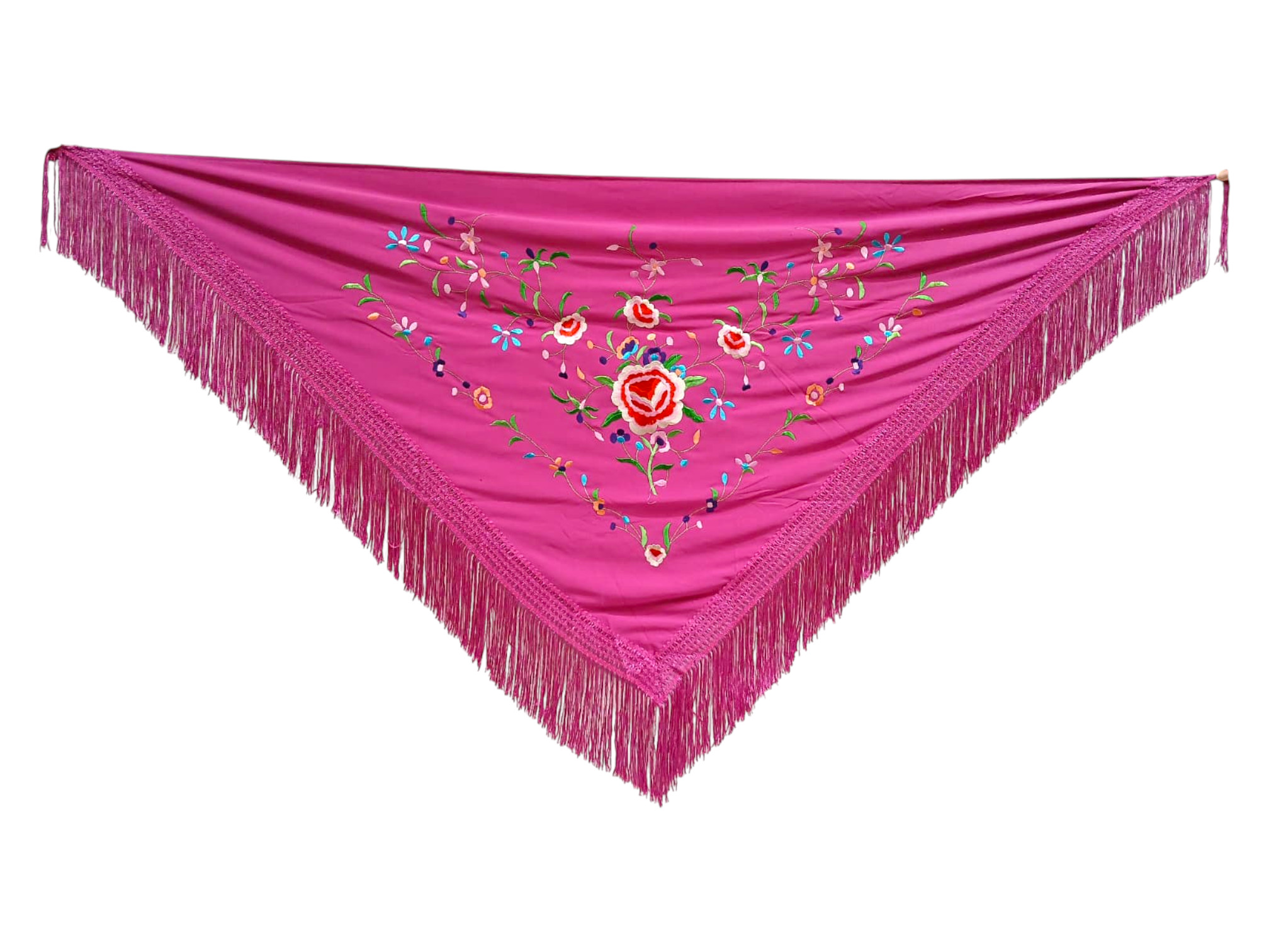 Mantoncillo bordado económico - fucsia bordado en colores