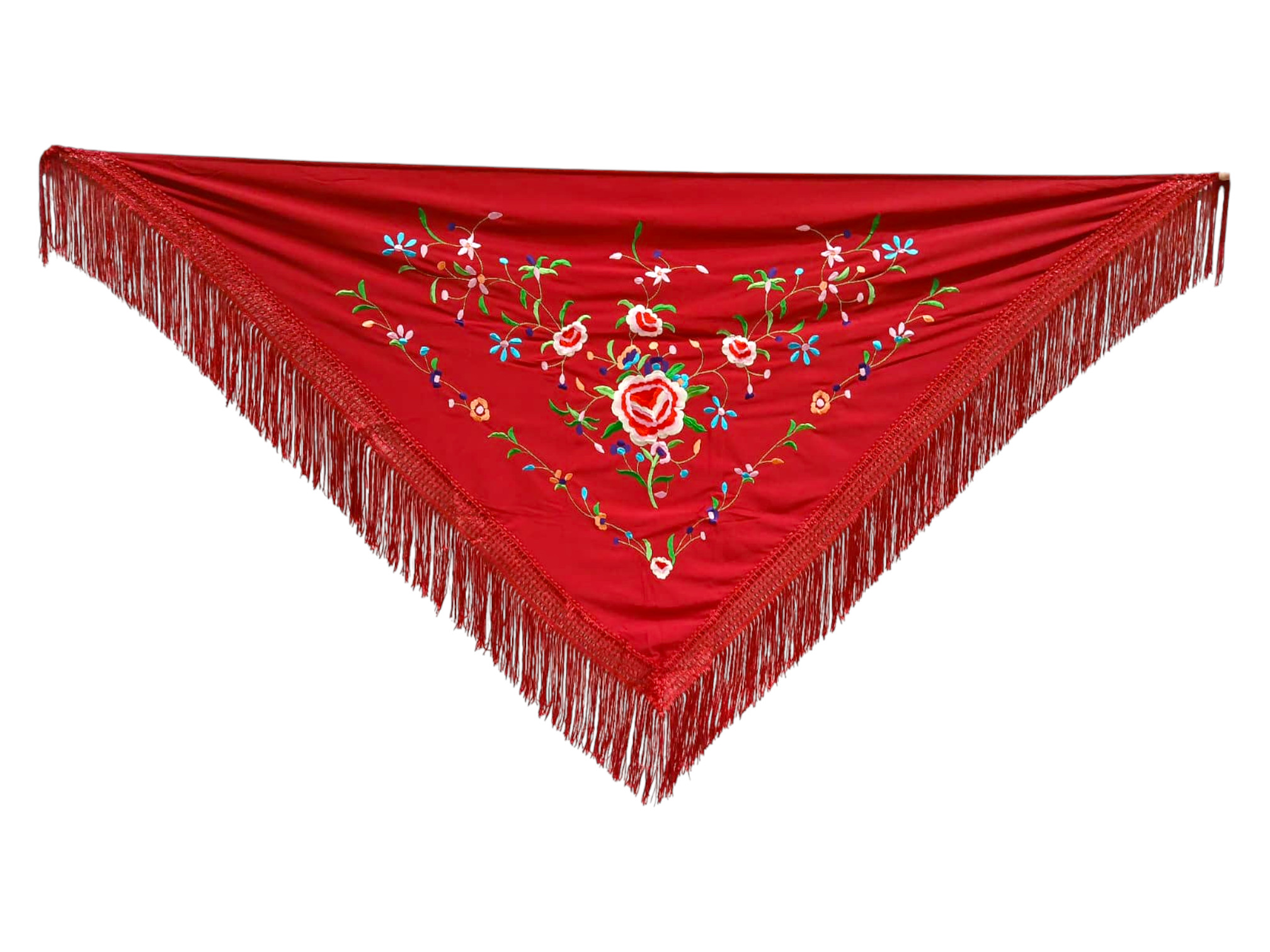 Mantoncillo bordado económico - burdeos bordado en colores