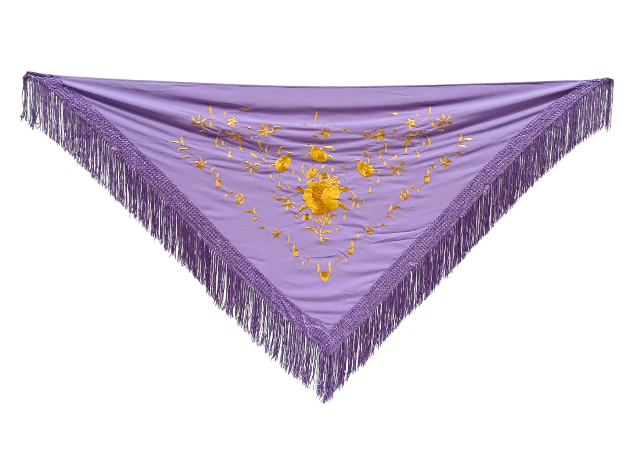 経済的な刺繍ショール - 金の刺繍が施されたモーブ