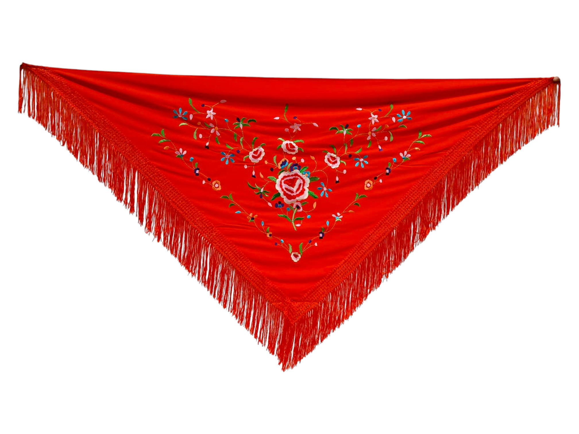 経済的な刺繍ショール - カラー刺繍の赤