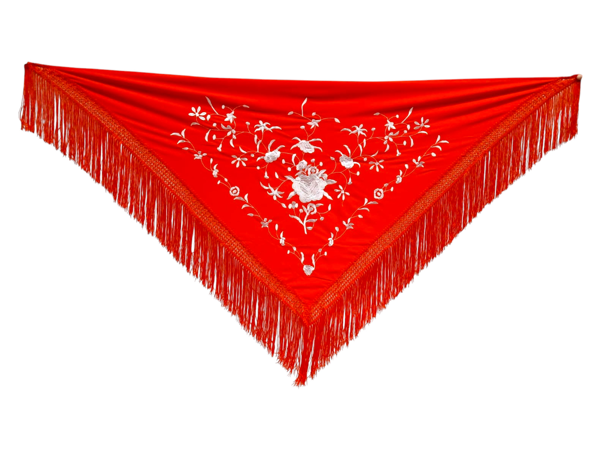 経済的な刺繍ショール - 象牙に刺繍された赤