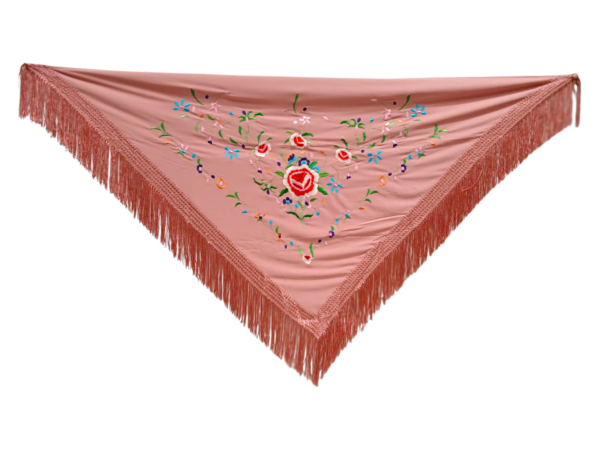 Mantoncillo bordado económico - rosa bordado en colores