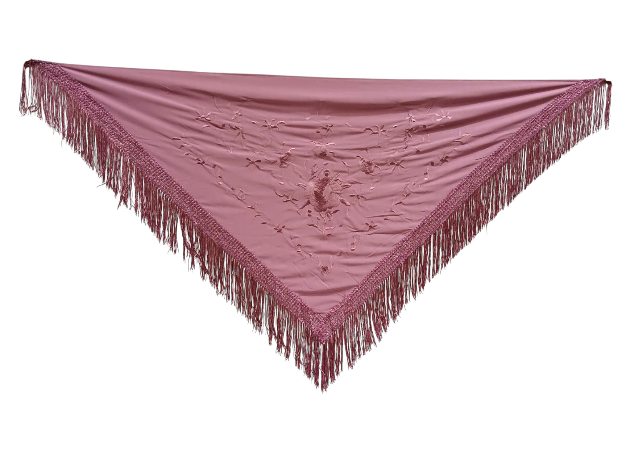 経済的な刺繍ショール - 薄いピンクの刺繍が施された薄いピンク