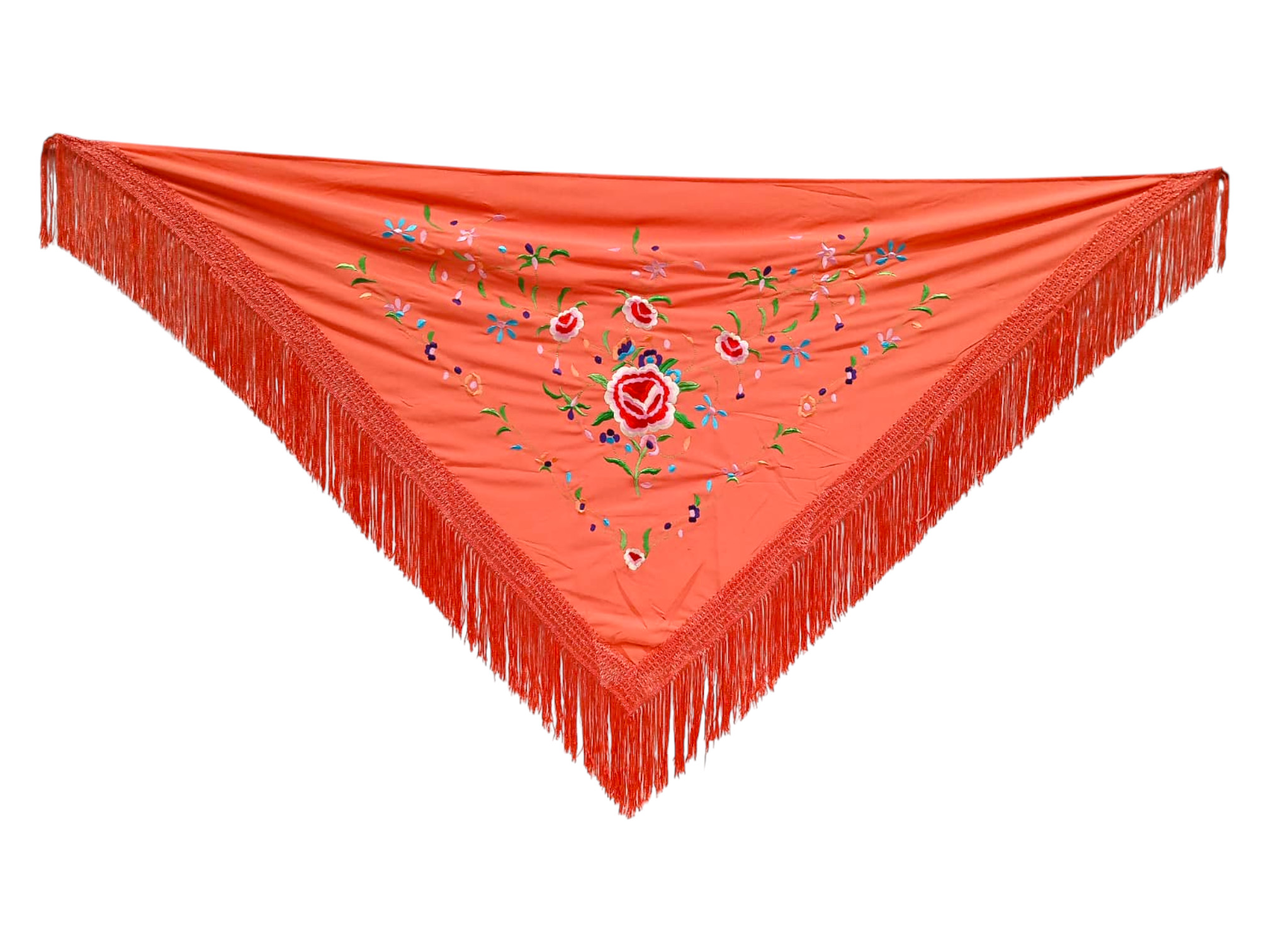 経済的な刺繍ショール - カラー刺繍のコーラル