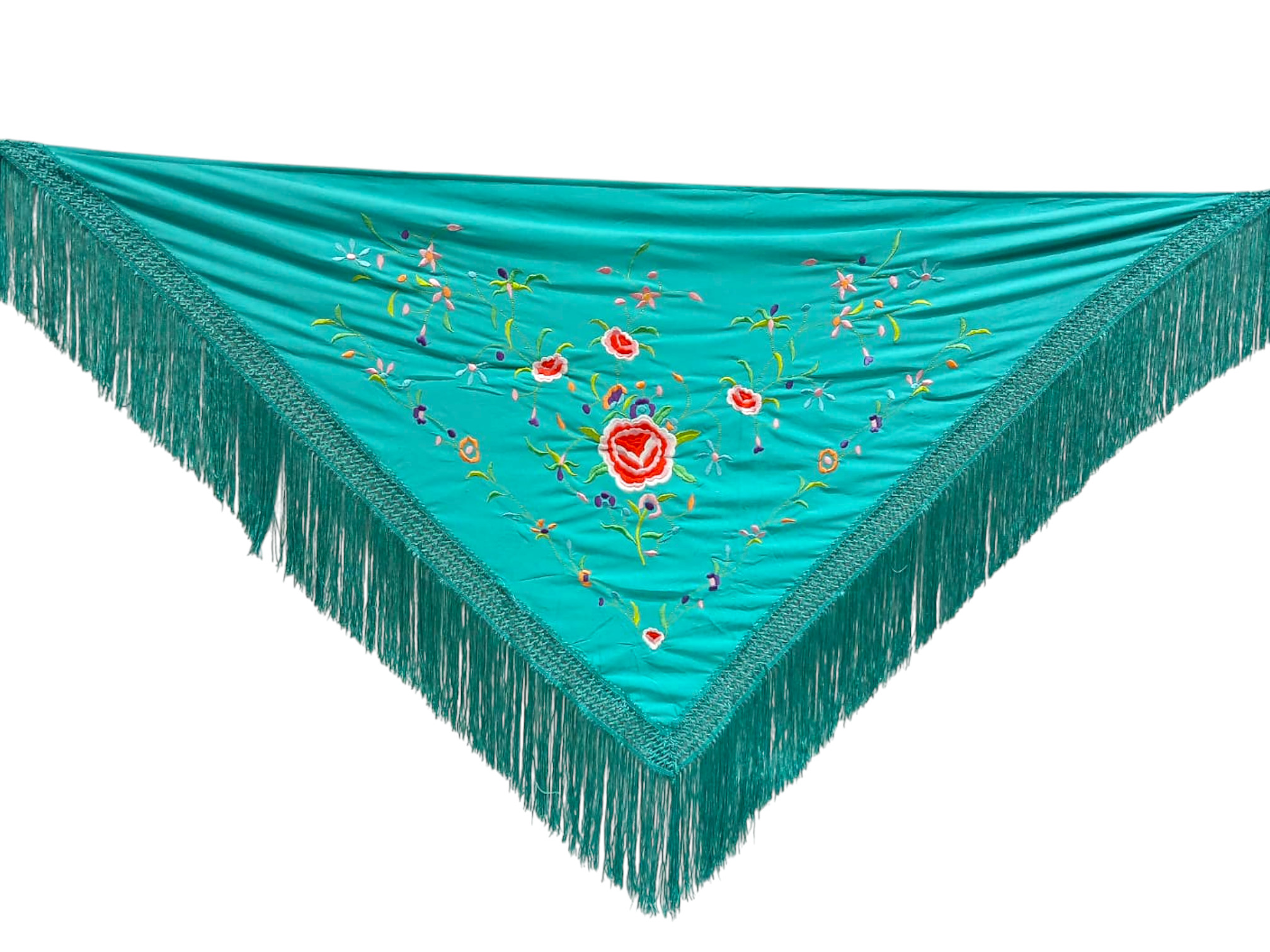 Mantoncillo bordado económico - turquesa bordado en colores