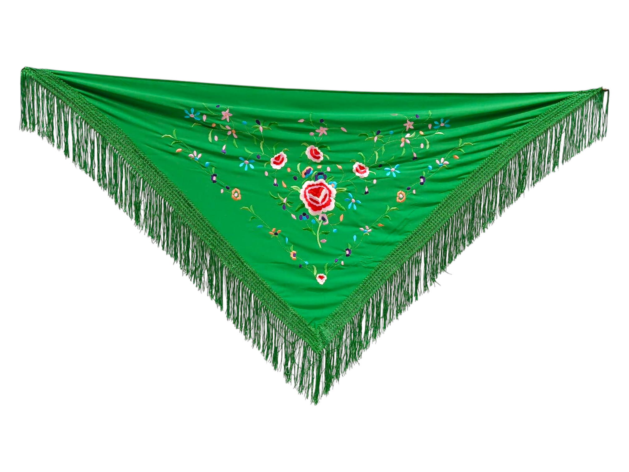 Mantoncillo bordado económico - verde bordado en colores
