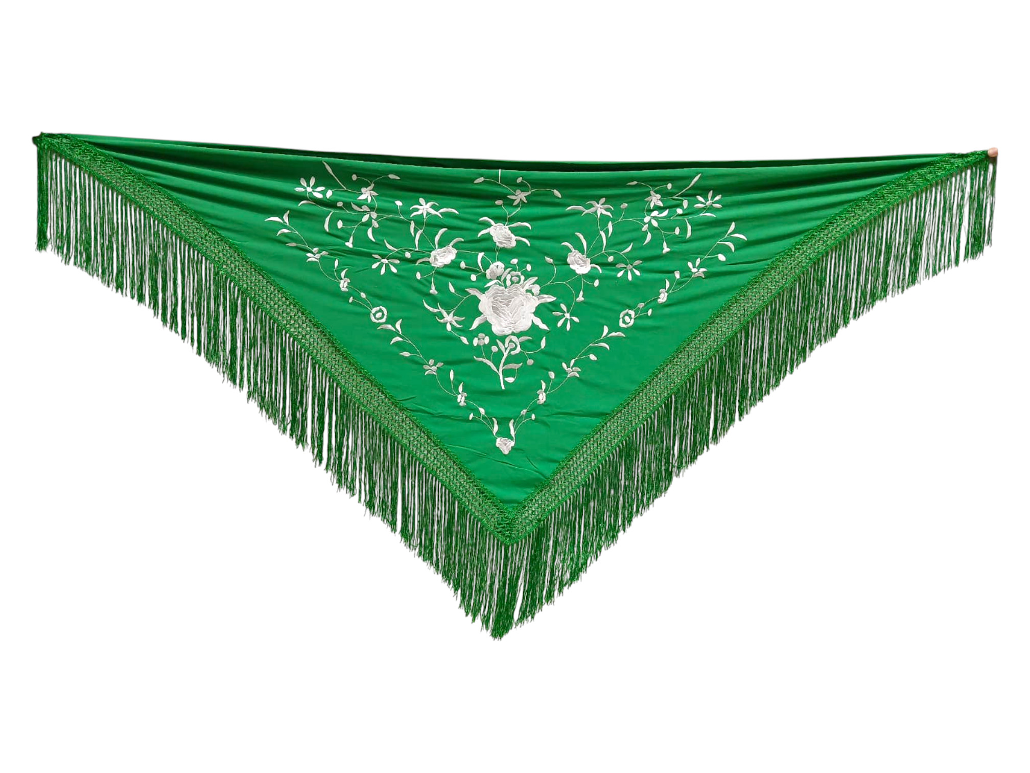 経済的な刺繍ショール - 象牙に刺繍された緑