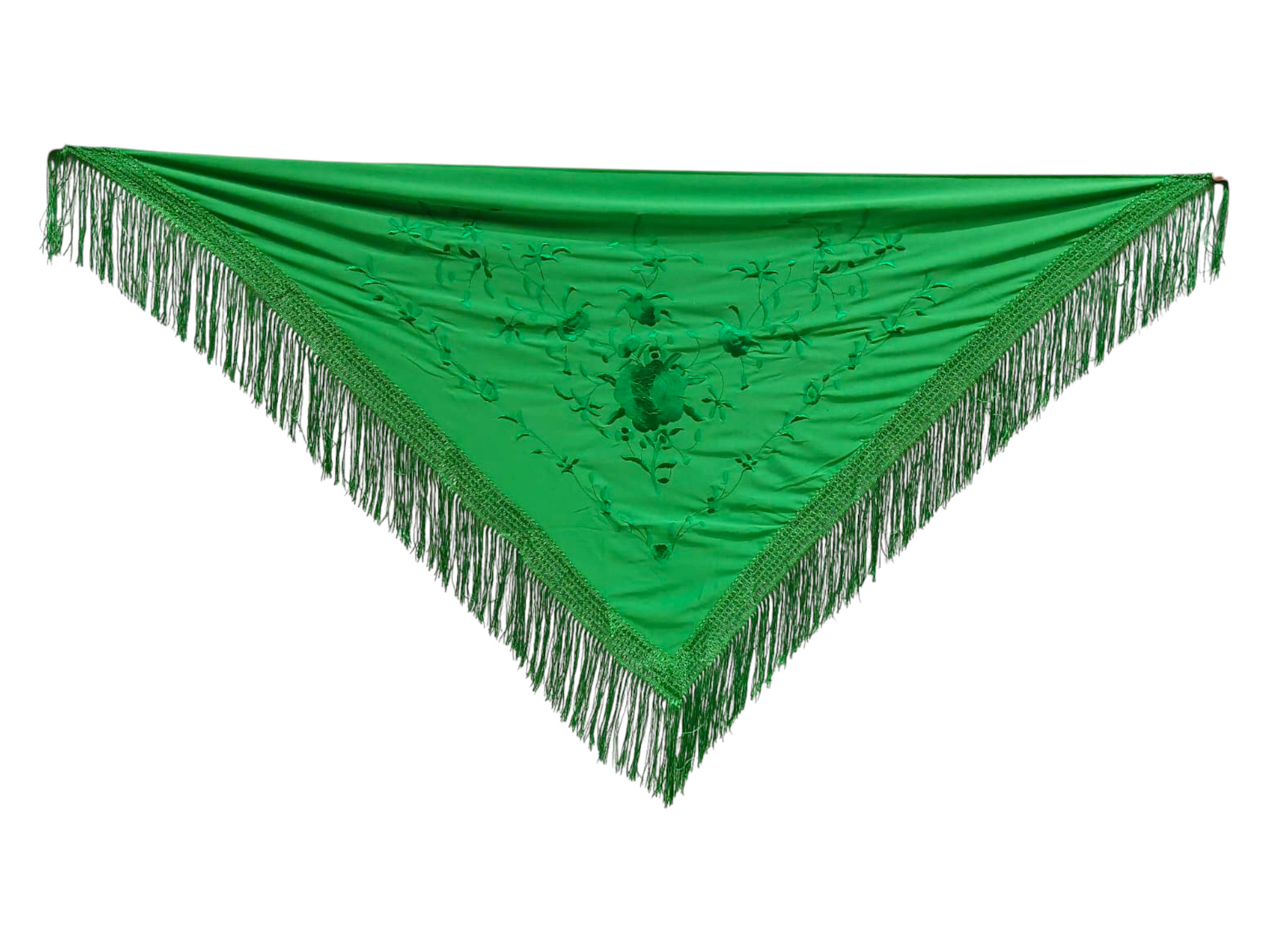 経済的な刺繍ショール - 緑に刺繍された緑
