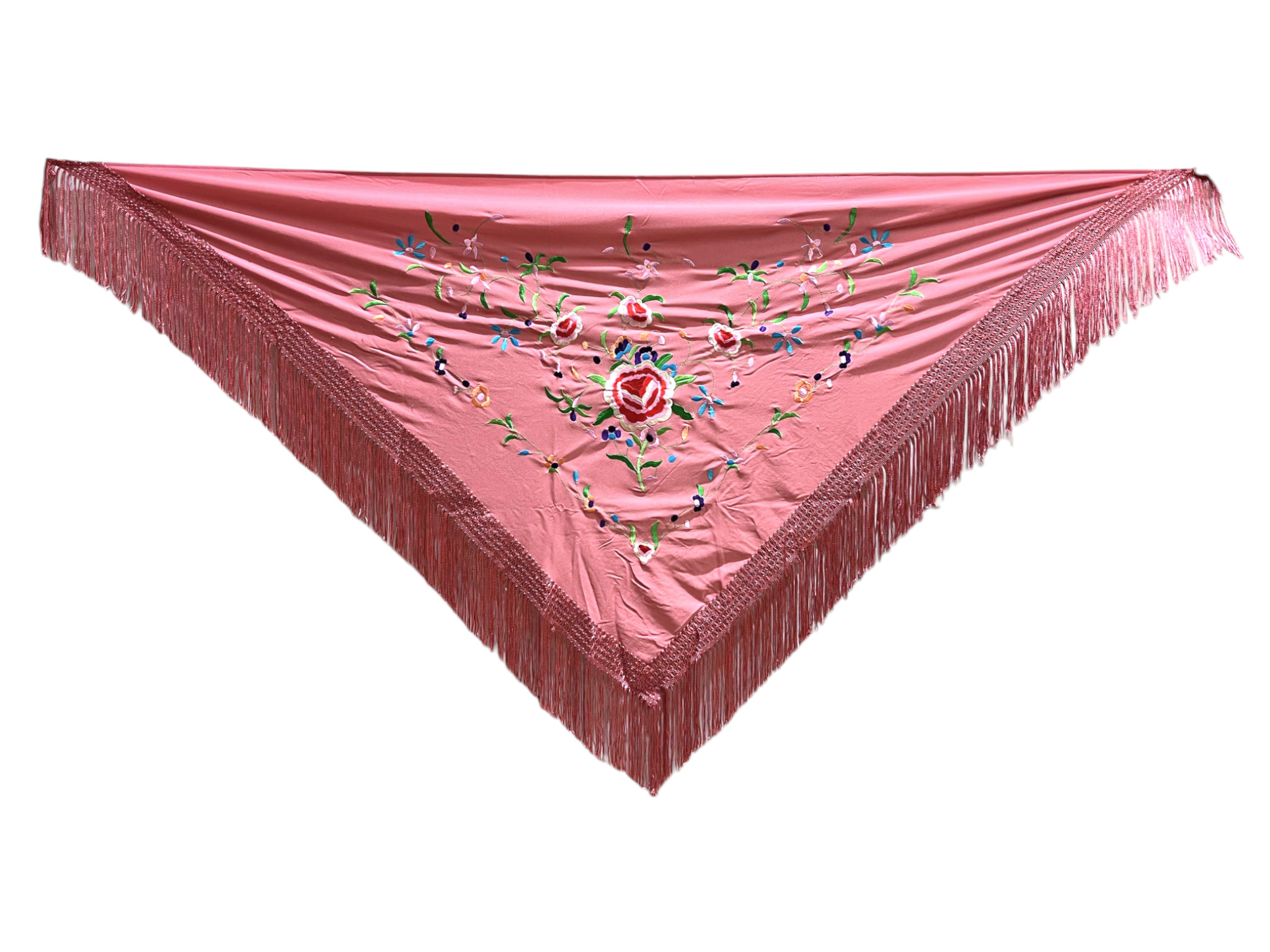 Mantoncillo bordado económico - rosa palo bordado en colores