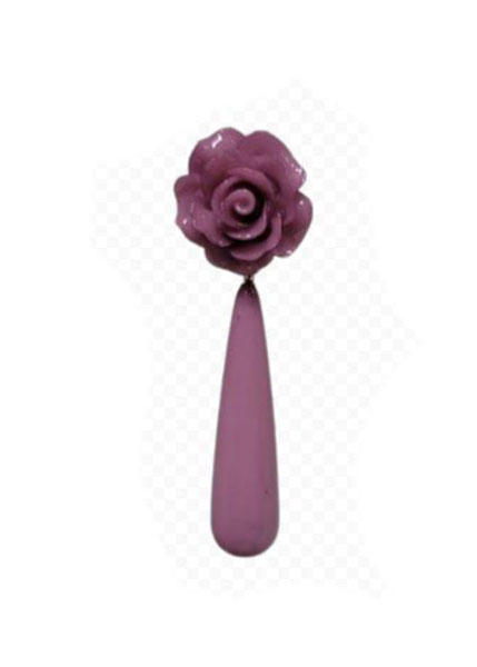 Boucles D'oreilles en Forme de Goutte avec Fleur en Plastique, Inspiration Flamenco. Violet