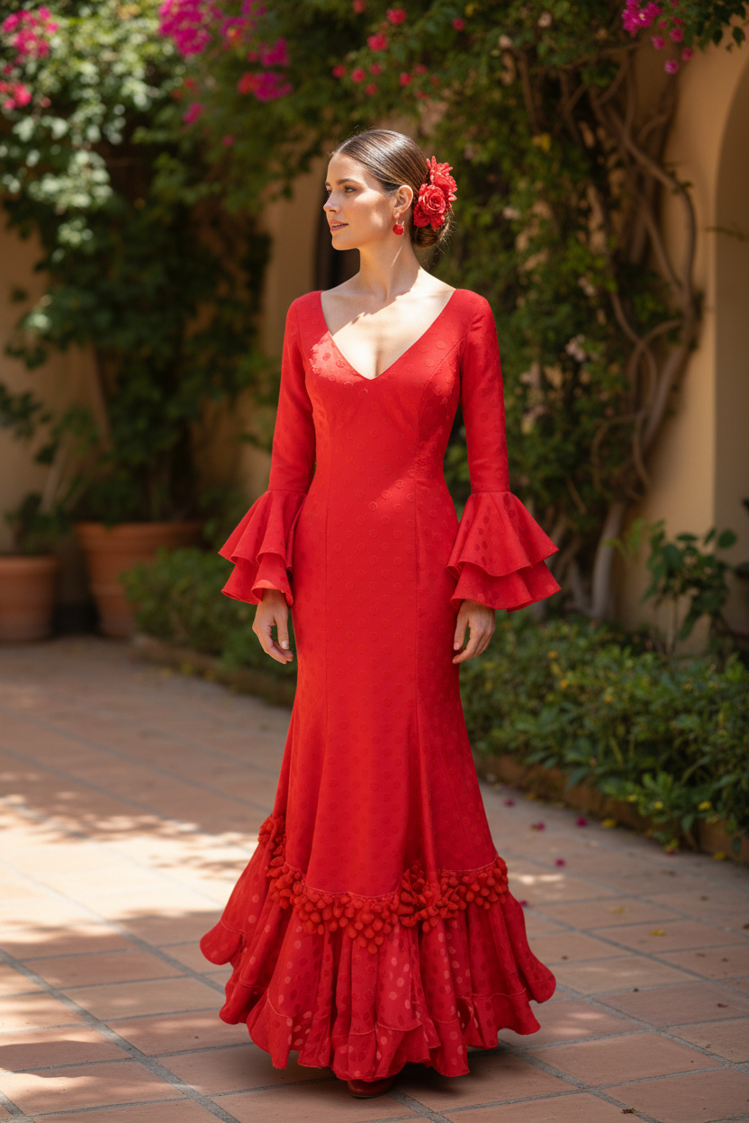 T 36. Flamenco Dresses. Lirio Rojo Lunar