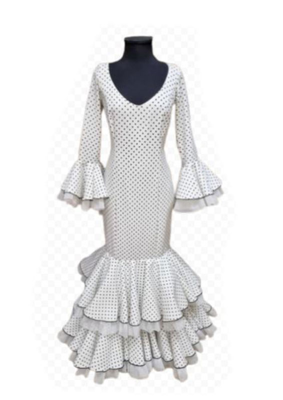 T 44. Trajes de Flamenca. Esencia Blanco Lunar Negro