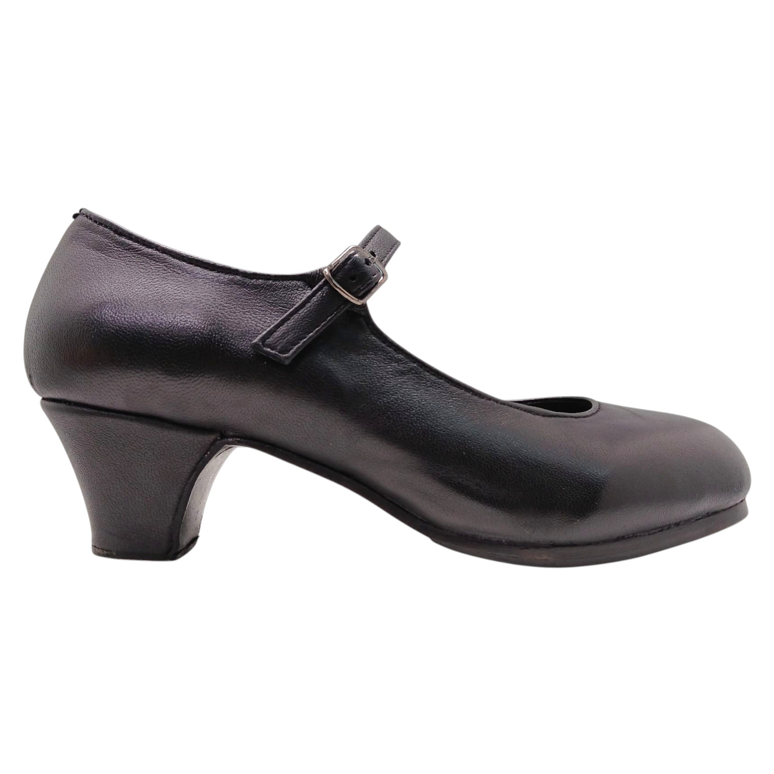 Black Leather Semi-Professional  Flamenco Shoes Mercedes. Flamencoexport