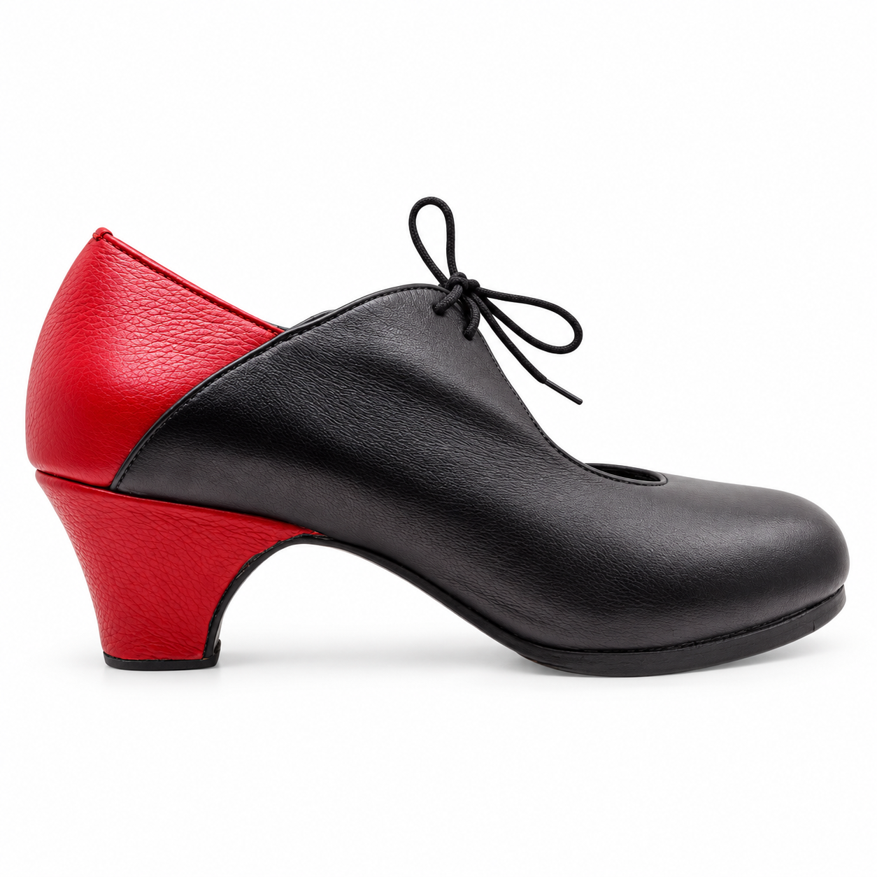 Semiprofessional Flamenco Shoes in Black and Red Leather. Mod. Arte