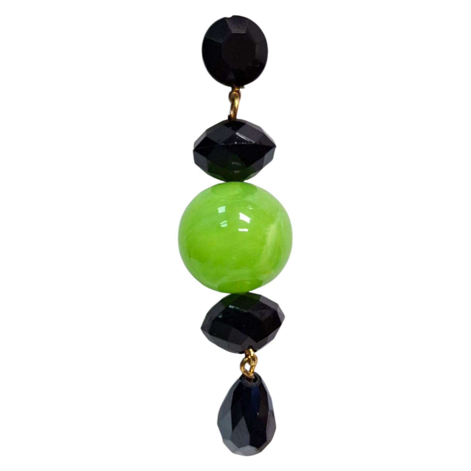 Pendientes flamencos elegantes verde pistacho con negro brillante