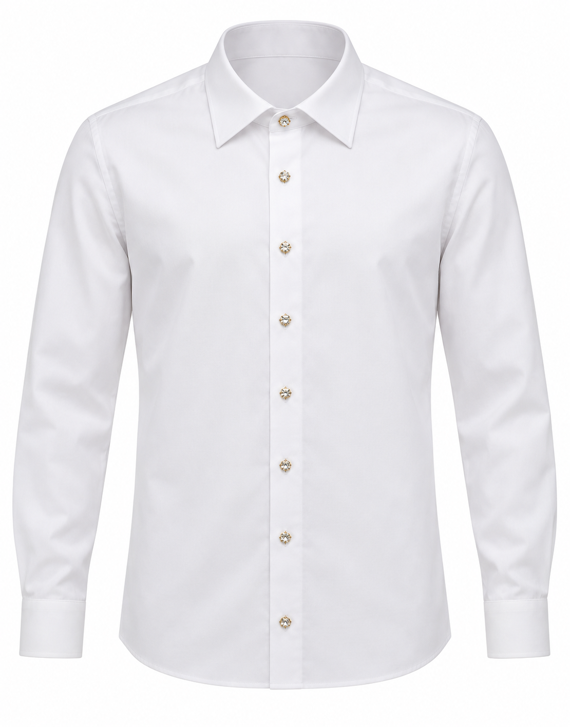 Camisa de Caballero Lisa con Boton de Garra Dorado y Cristal. Mod. M16
