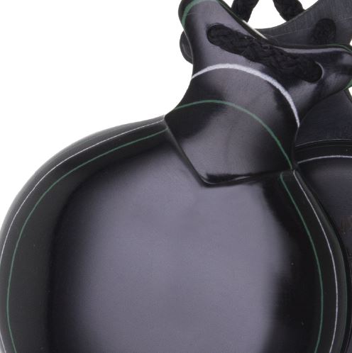 Black Capricho Castanets Green and White Veined for Soloists. Castañuelas del Sur
