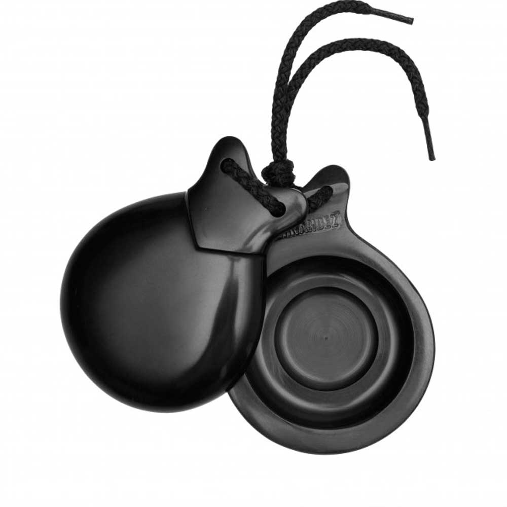 Black Semi-professional Fiberglass Castanets nº4 with V-shaped ear and double soundbox by Castañuelas del Sur