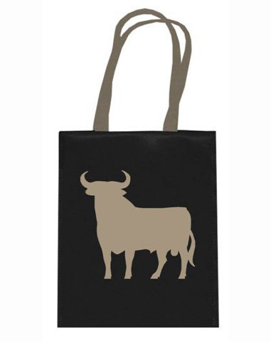 Satin Black bag with Beige Osborne Bull